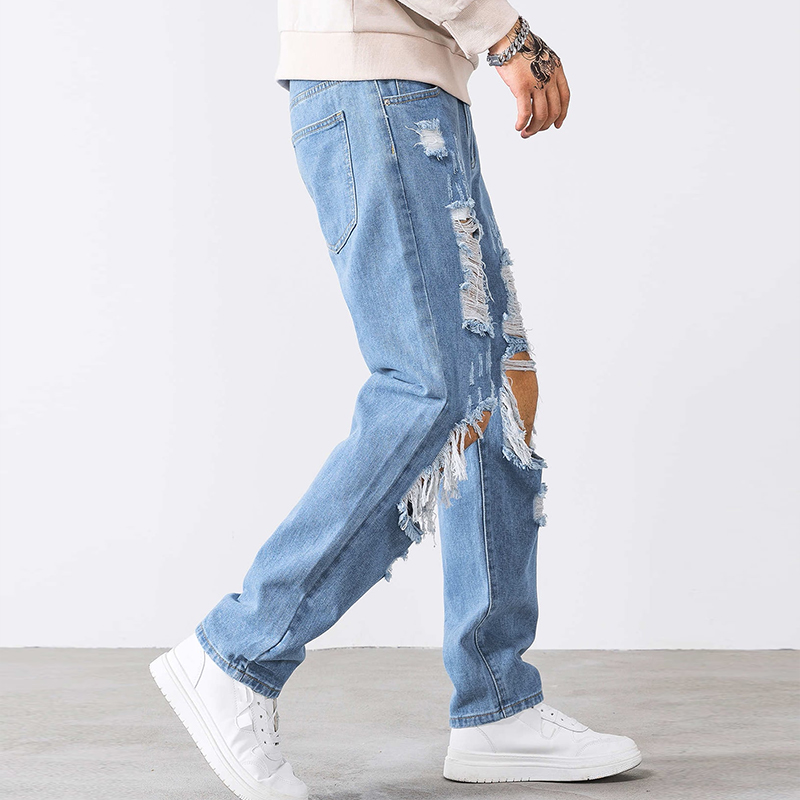 Cut Out Ripped Frayed Jeans